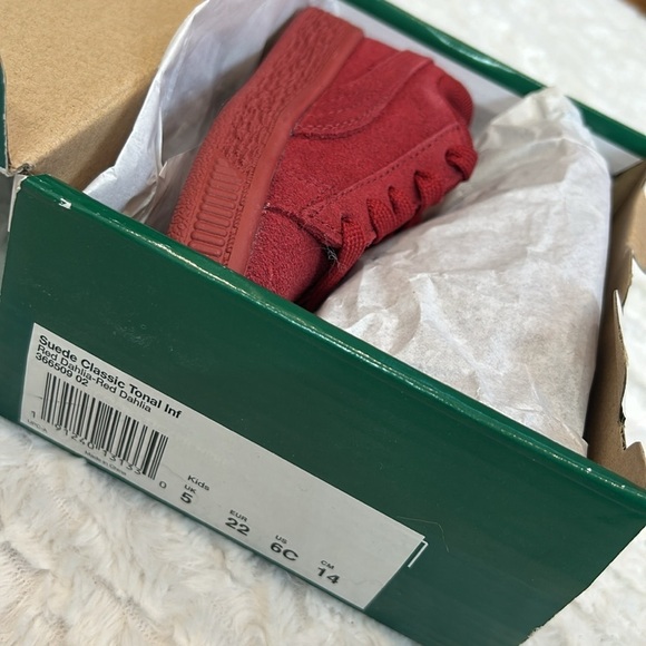 Puma Suede Classic Red Mono Gold Infant Children’s Size 6C US new in box unisex - Picture 8 of 11
